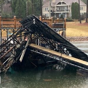 Boating dock destroyed in Hall County following severe weather