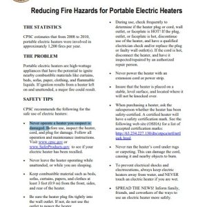 electric heater warning