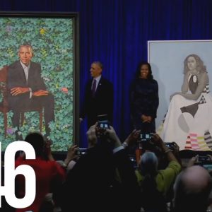 Official portraits of former President Barack Obama and Michelle Obama in Atlanta