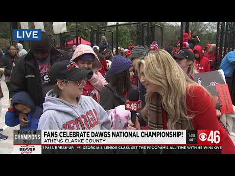 Dawgs fans gather around Sanford Stadium for the finale of the Bulldogs Championship Parade